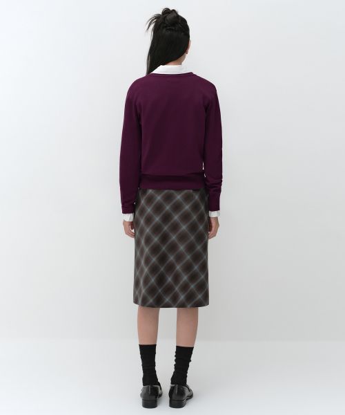 Lookbook (Women) MUSINSA STANDARD WOMEN Ombre Check Knee-Length Skirt [Dark Brown] MWFSK8C01-DR