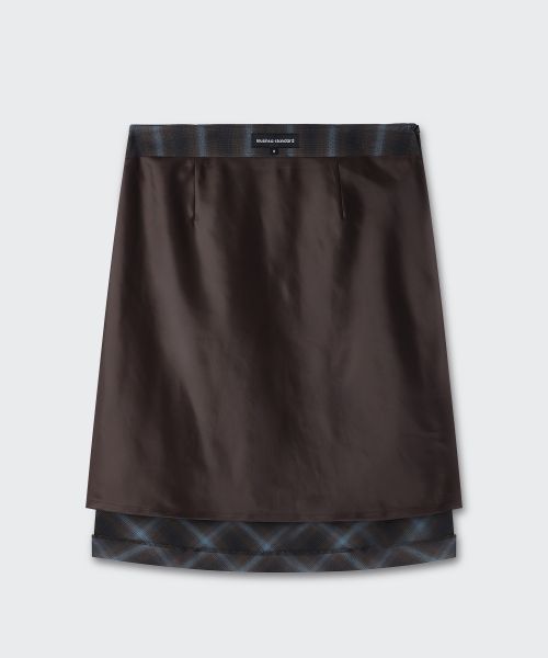 Purchase (Women) MUSINSA STANDARD WOMEN Ombre Check Knee-Length Skirt [Dark Brown] MWFSK8C01-DR
