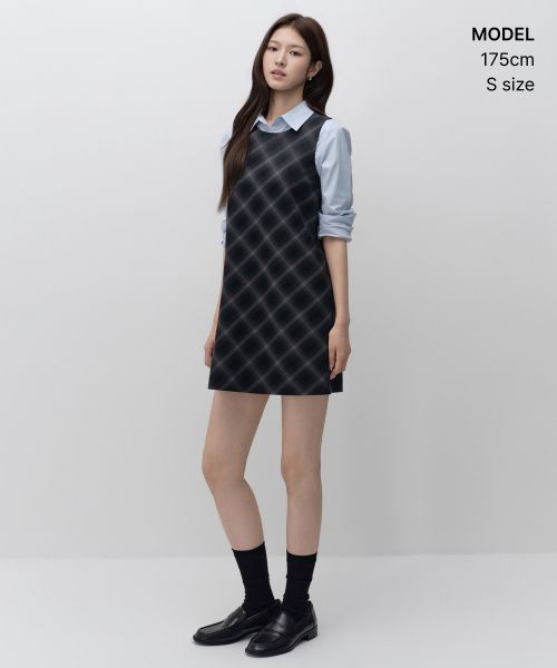 Order (W) Musinsa Standard 女款渐变格子迷你连衣裙 [灰色] MWFOP8C03-GR