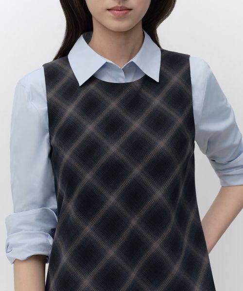 Shop (W) Musinsa Standard 女款渐变格子迷你连衣裙 [灰色] MWFOP8C03-GR