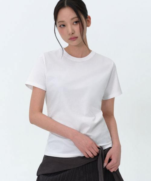 (Women) Musinsa Standard Women Plain Crew Neck T-Shirt [White] MWFTS5D01-WH