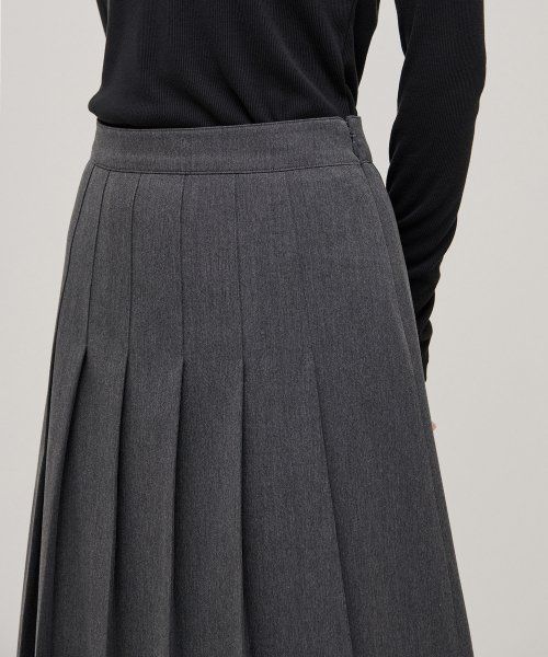 Shop (Women) MUSINSA STANDARD WOMEN Pleated Midi Skirt [Medium Gray] MWASK0Z02-MR