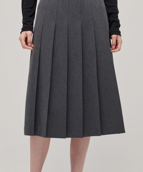 Purchase (Women) MUSINSA STANDARD WOMEN Pleated Midi Skirt [Medium Gray] MWASK0Z02-MR