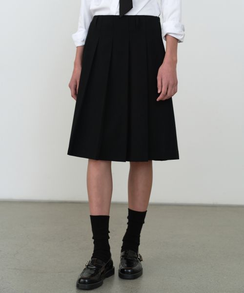 Purchase (Women) MUSINSA STANDARD WOMEN Pleats Knee Length Skirt [Black] MWESK0B06-BK