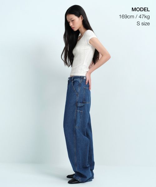 Order (Women) MUSINSA STANDARD WOMEN Pointelle Square Neck Cap Sleeve T-Shirt [Cream] MWETS4Z09-CR