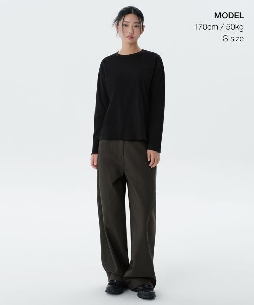 Order (Women) Musinsa Standard Women Relaxed Crew Neck Long Sleeve T-Shirt [Black] MWJTL9Z04-BK