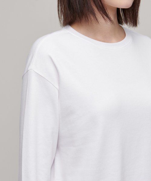 Details for (W) Camiseta holgada mujer Musinsa Standard, cuello redondo, manga larga [Blanco] MWJTL9Z04-WH