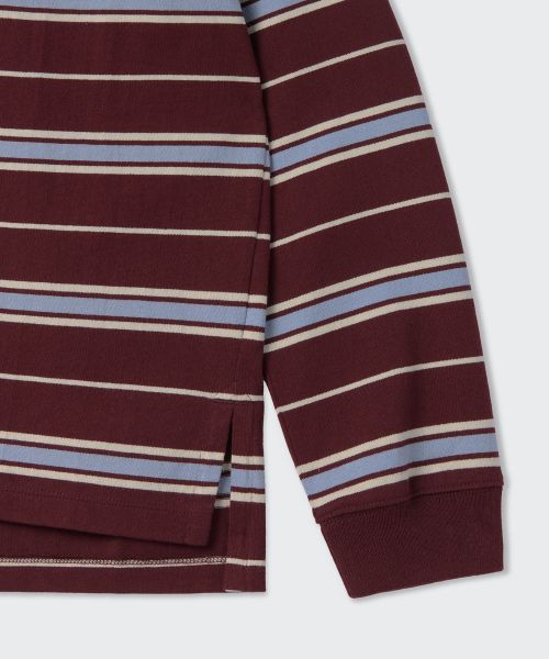 Purchase (Women) Musinsa Standard Women Relaxed Multi Stripe Rugby Shirt [Burgundy] MWETP3C01-BD