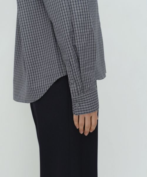 Purchase (Women) Musinsa Standard Women Relaxed Small Plaid Check Shirt [Gray/Navy] MWFSL8C03-3C