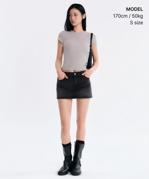 Order (Women) MUSINSA STANDARD WOMEN Ribbed Pigment Slim T-Shirt [Ash Grey] MWDTS4Z09-AY