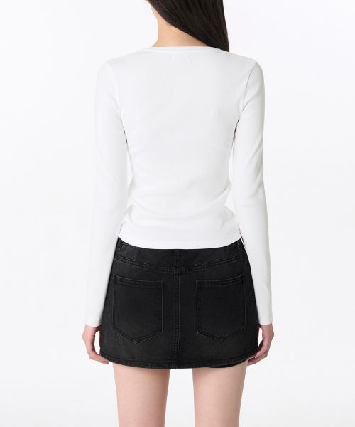 Purchase (W) MUSINSA STANDARD 女款羅紋修身亨利領長袖T恤【白色】 MWFTL3B15-WH
