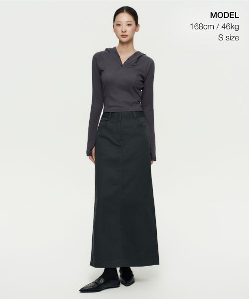 Order (Women) Musinsa Standard Women Ribbed Slim Hooded Long Sleeve T-Shirt [Dark Gray] MWDTL3Z03-DG