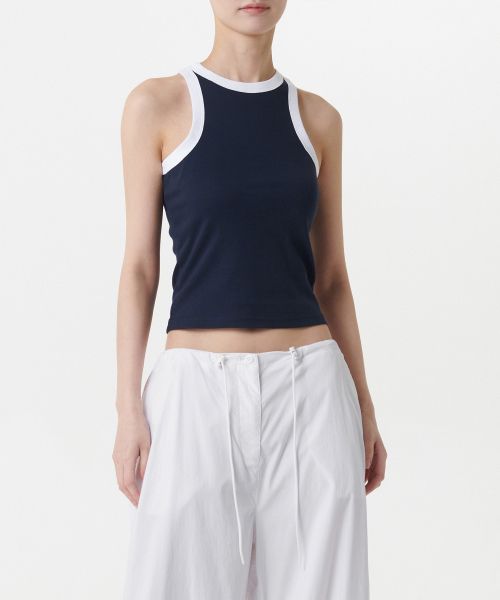 Lookbook (Women) MUSINSA STANDARD WOMEN Ringer Racerback Tank Top [Navy/White] MWDTE3Z01-D6