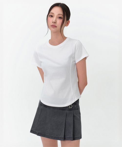 (Women) MUSINSA STANDARD WOMEN Round Hem T-Shirt [White] MWFTS5C09-WH