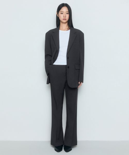 (Women) Musinsa Standard Women Semi Bootcut Hidden Banding Slacks [Gray] MWBPL0Z01-GR