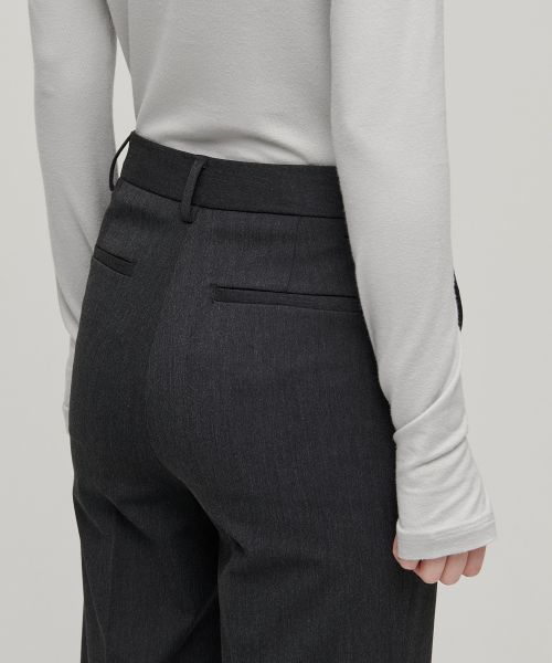 Sizing (W) MUSINSA STANDARD 女款微喇叭隱藏式鬆緊腰西裝褲［炭灰色］ MWBPL0Z01-CG