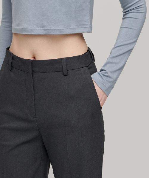 Sizing (W) MUSINSA STANDARD 女款微喇叭隱藏式鬆緊腰西裝褲 [灰色] MWBPL0Z01-GR