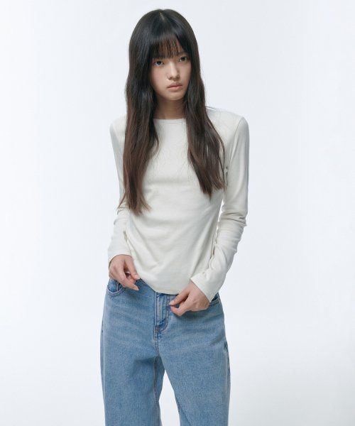 Order (W) MUSINSA STANDARD 女款修身圓領長袖 T 恤 [奶油色] MWCTL0Z06-CR
