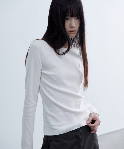 Order (Women) Musinsa Standard Women Slim Crew Neck Long Sleeve T-Shirt [White] MWCTL0Z06-WH