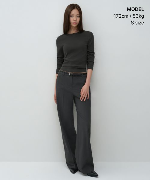 Order (Women) Musinsa Standard Women Slim Crew Neck Long Sleeve T-Shirt [Charcoal Gray] MWCTL0Z06-CG