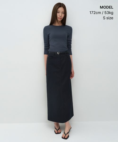 Order (W) MUSINSA STANDARD 女款修身圓領長袖 T 恤【午夜藍】 MWCTL0Z06-ME
