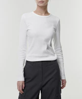 Shop (W) Camiseta Blanca de Mujer Musinsa Standard Slim de Manga Larga y Cuello Redondo MWCTL0Z06-WH