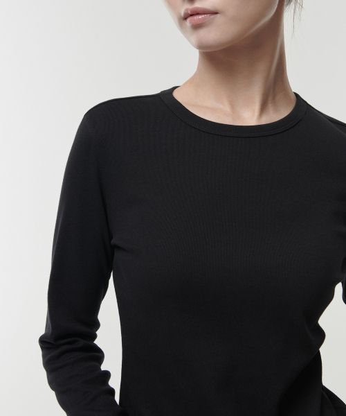 Shop (Women) Musinsa Standard Women Slim Crew Neck Long Sleeve T-Shirt [Black] MWCTL0Z06-BK