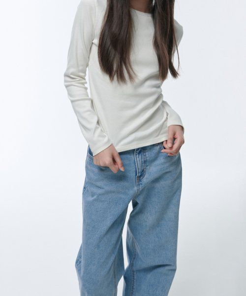 Purchase (W) MUSINSA STANDARD 女款修身圓領長袖 T 恤 [奶油色] MWCTL0Z06-CR