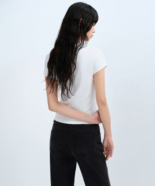 Details for (W) Camiseta Slim Mujer MUSINSA STANDARD Cuello Redondo [Blanca] MWDTS0Z03-WH