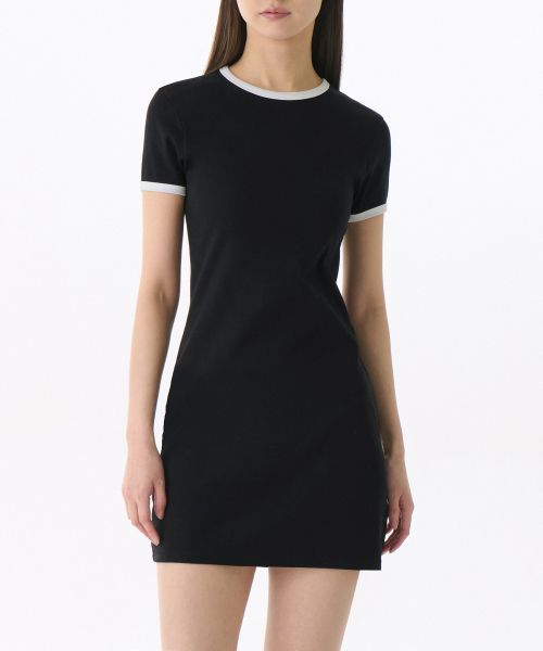 (Women) MUSINSA STANDARD WOMEN Slim Ringer Jersey Mini Dress [Black/White] MWEOE3Z10-67