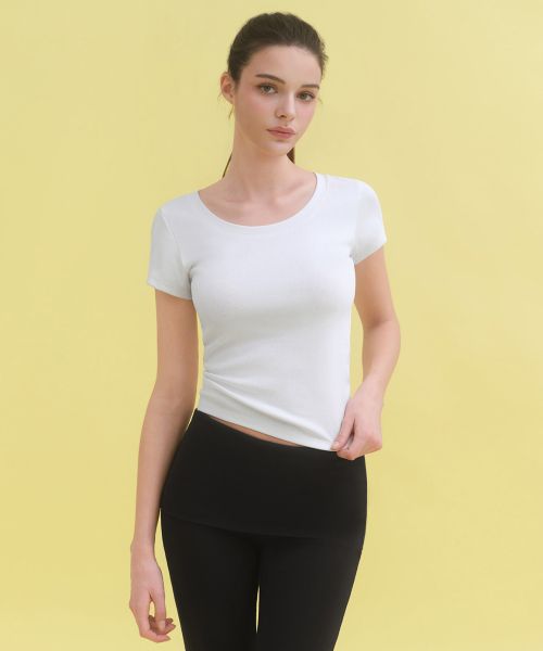 (Women) MUSINSA STANDARD WOMEN Slim Scoop Neck Cap Sleeve T-Shirt [White] MWFTS5B10-WH