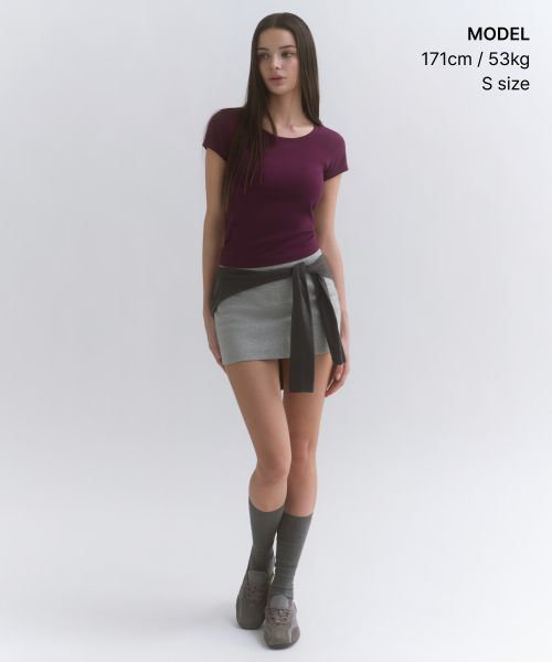 Order (Women) Musinsa Standard Women Slim Scoop Neck Cap Sleeve T-Shirt [Plum] MWFTS5B10-PC