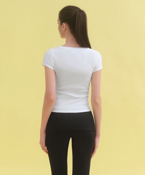 Lookbook (Women) MUSINSA STANDARD WOMEN Slim Scoop Neck Cap Sleeve T-Shirt [White] MWFTS5B10-WH