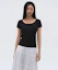 Buy (W) Camiseta Negra de Cuello Redondo Slim para Mujer MUSINSA STANDARD MWETS4Z03-BK