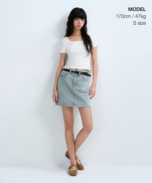 Order (W) MUSINSA STANDARD ウィメンズ スリムスクエアネックTシャツ [ホワイト] MWCTS5Z05-WH