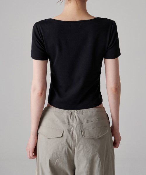Shop (Women) MUSINSA STANDARD WOMEN Slim Square Neck T-Shirt [Black] MWCTS5Z05-BK