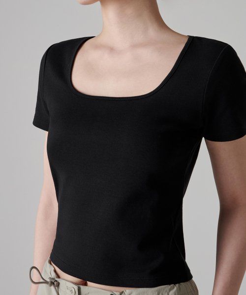 Purchase (Women) MUSINSA STANDARD WOMEN Slim Square Neck T-Shirt [Black] MWCTS5Z05-BK