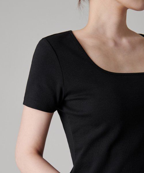 Sizing (Women) MUSINSA STANDARD WOMEN Slim Square Neck T-Shirt [Black] MWCTS5Z05-BK