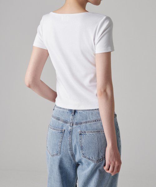 Sizing (W) MUSINSA STANDARD ウィメンズ スリムスクエアネックTシャツ [ホワイト] MWCTS5Z05-WH