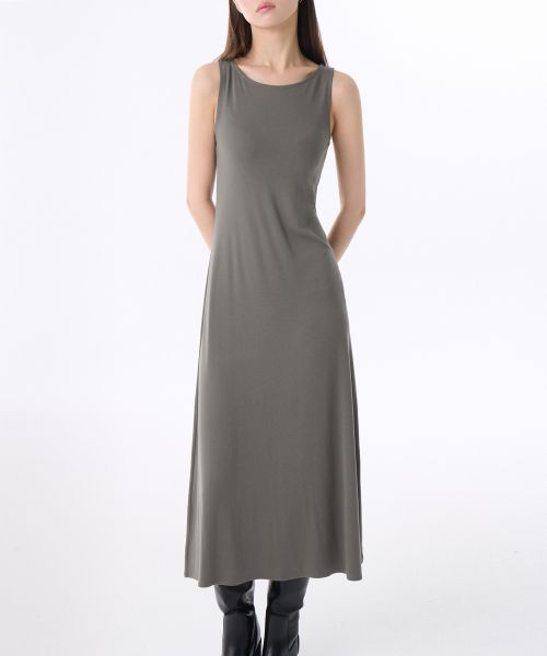 (Women) MUSINSA STANDARD WOMEN Soft Jersey Flare Long Dress [Taupe] MWEOE5Z13-TA