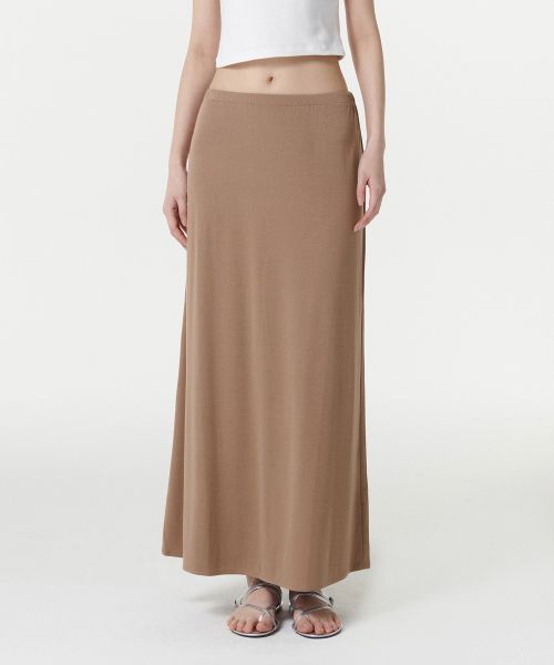 (Women) MUSINSA STANDARD WOMEN Soft Jersey Maxi Skirt [Rose Brown] MWDSK1Z04-RS