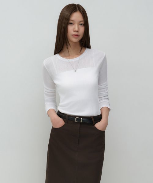 (Women) Musinsa Standard Women Soft Ribbed Long Sleeve T-Shirt [White] MWFTL7A03-WH