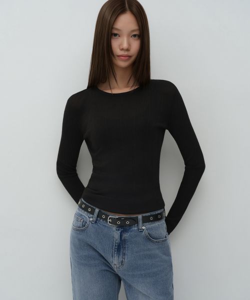 (Women) MUSINSA STANDARD WOMEN Soft Ribbed Long Sleeve T-Shirt [Black] MWFTL7A03-BK