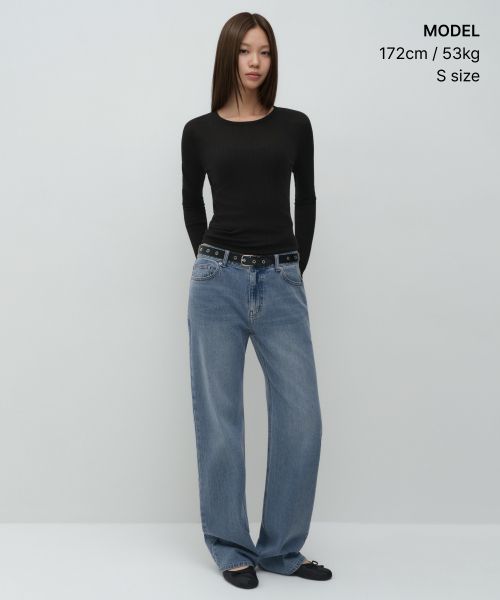 Order (Women) MUSINSA STANDARD WOMEN Soft Ribbed Long Sleeve T-Shirt [Black] MWFTL7A03-BK
