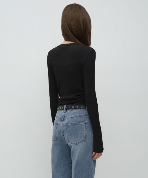 Lookbook (Women) MUSINSA STANDARD WOMEN Soft Ribbed Long Sleeve T-Shirt [Black] MWFTL7A03-BK