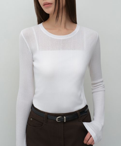 Shop (Women) Musinsa Standard Women Soft Ribbed Long Sleeve T-Shirt [White] MWFTL7A03-WH