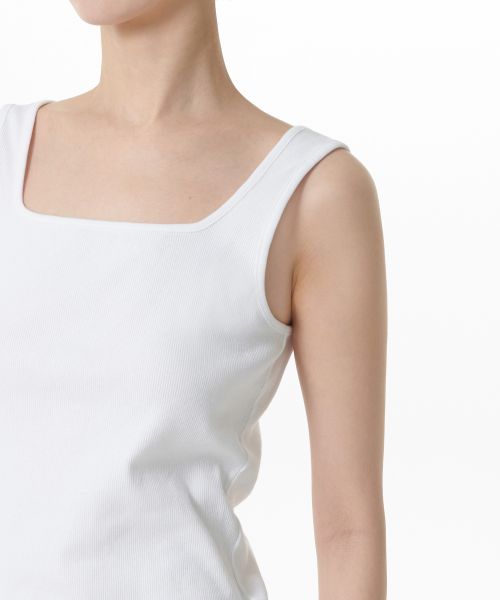 Shop (Women) MUSINSA STANDARD WOMEN Square Neck Tank Top [White] MWDTE0Z04-WH