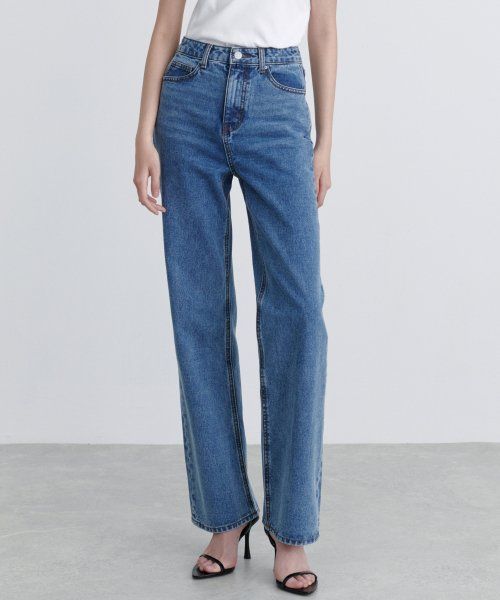 (Women) MUSINSA STANDARD WOMEN Straight Denim Pants [Medium Indigo] MWANP0Z06-MI