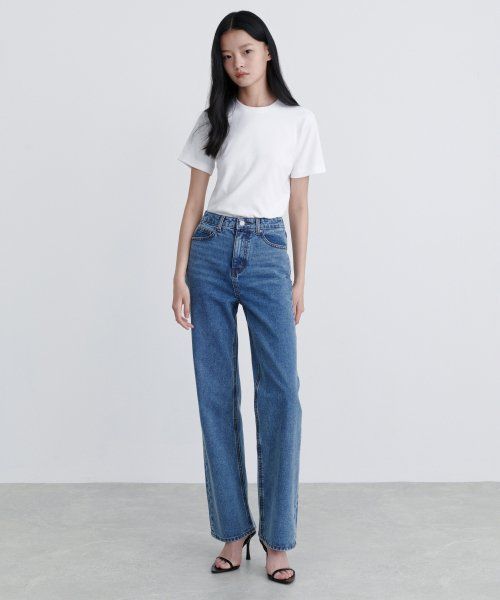 Purchase (W) MUSINSA STANDARD 女士直筒牛仔裤 [中蓝色] MWANP0Z06-MI