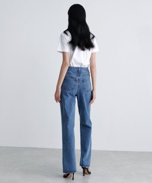 Sizing (W) MUSINSA STANDARD 女士直筒牛仔裤 [中蓝色] MWANP0Z06-MI